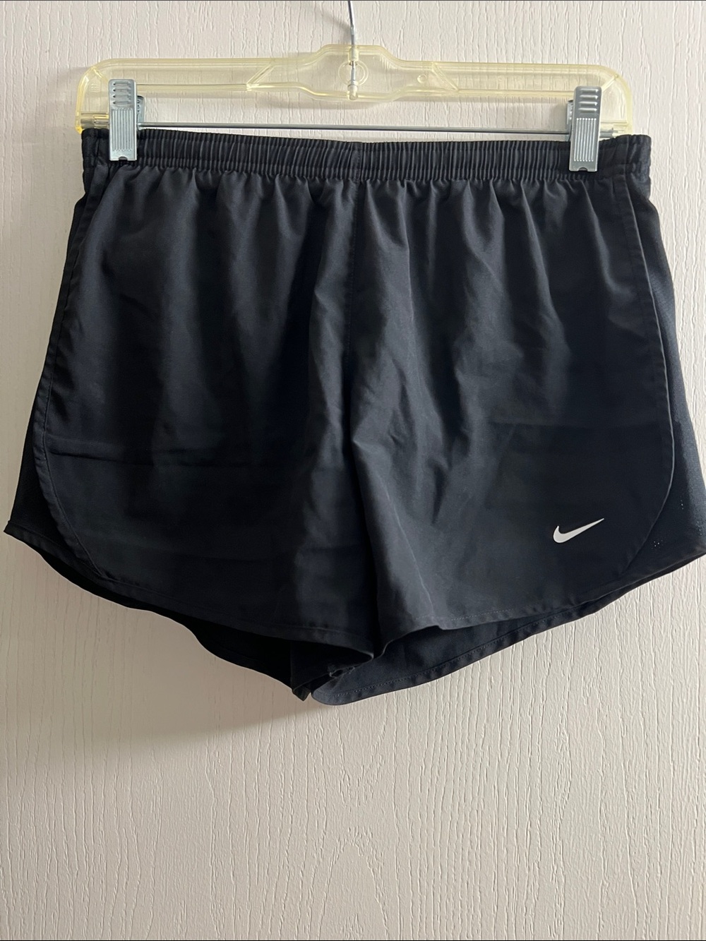 Nike Women’s Black Athletic Running Shorts with White Swoosh
